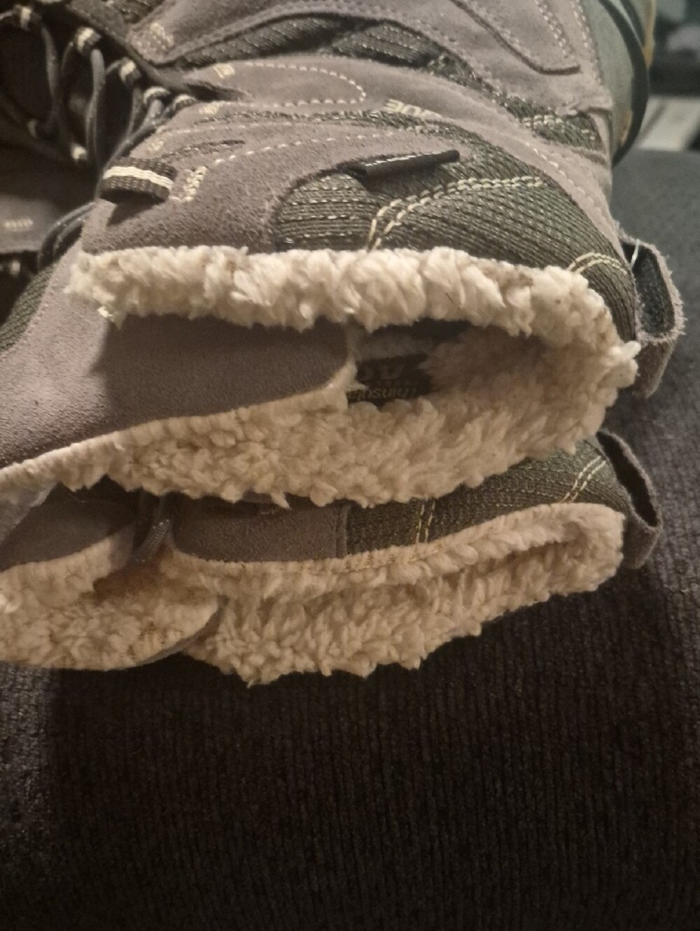 Vasque Gray Suede Winter Boots with Shearling Collar and Gum Sole - Picture 7 of 9
